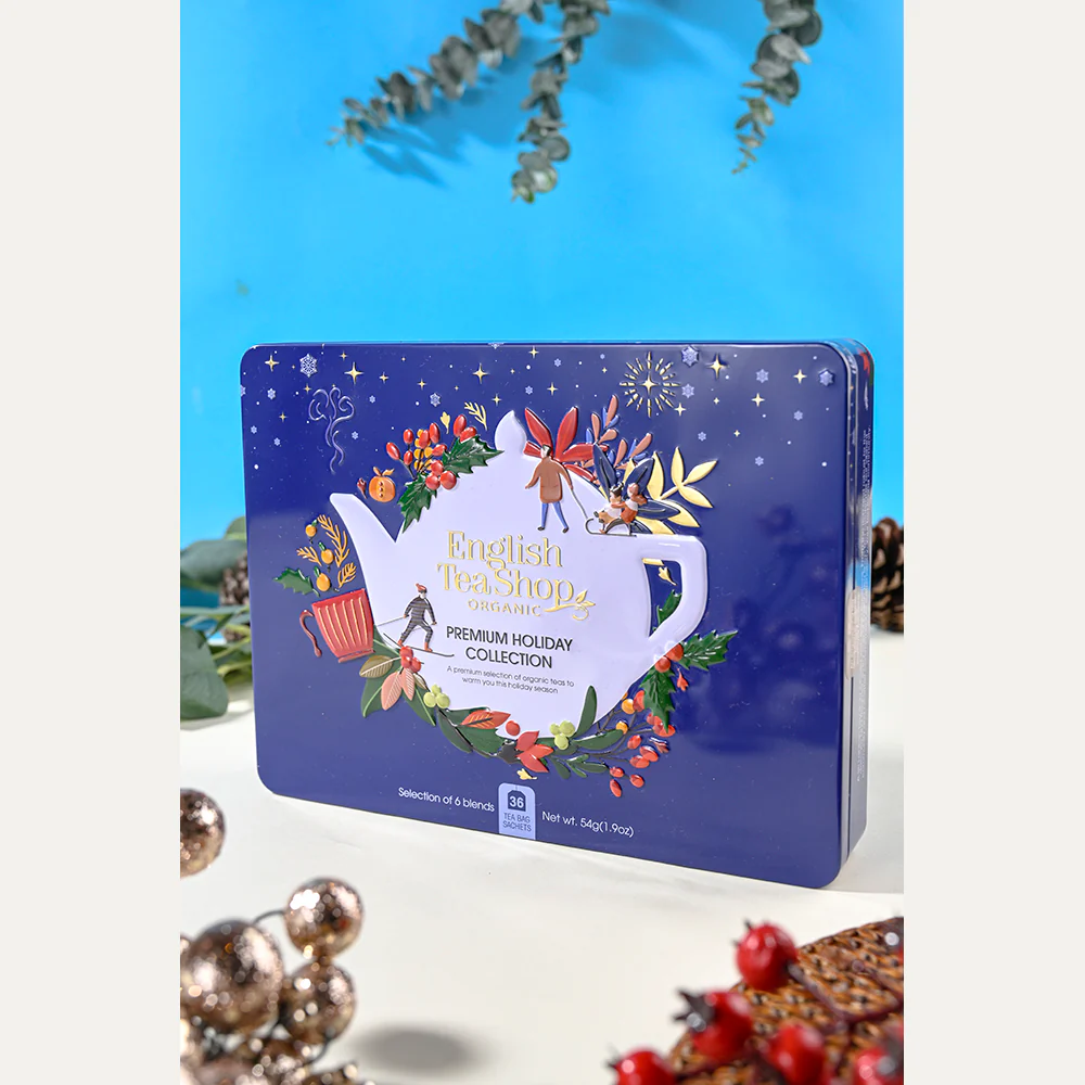 Premium Holiday Collection Blue Gift Tin - 36 Tea Sachets - Image 3