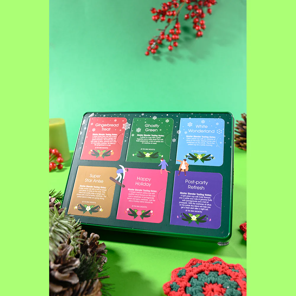 Premium Holiday Collection Green Gift Tin - 36 Tea Sachets - Image 3