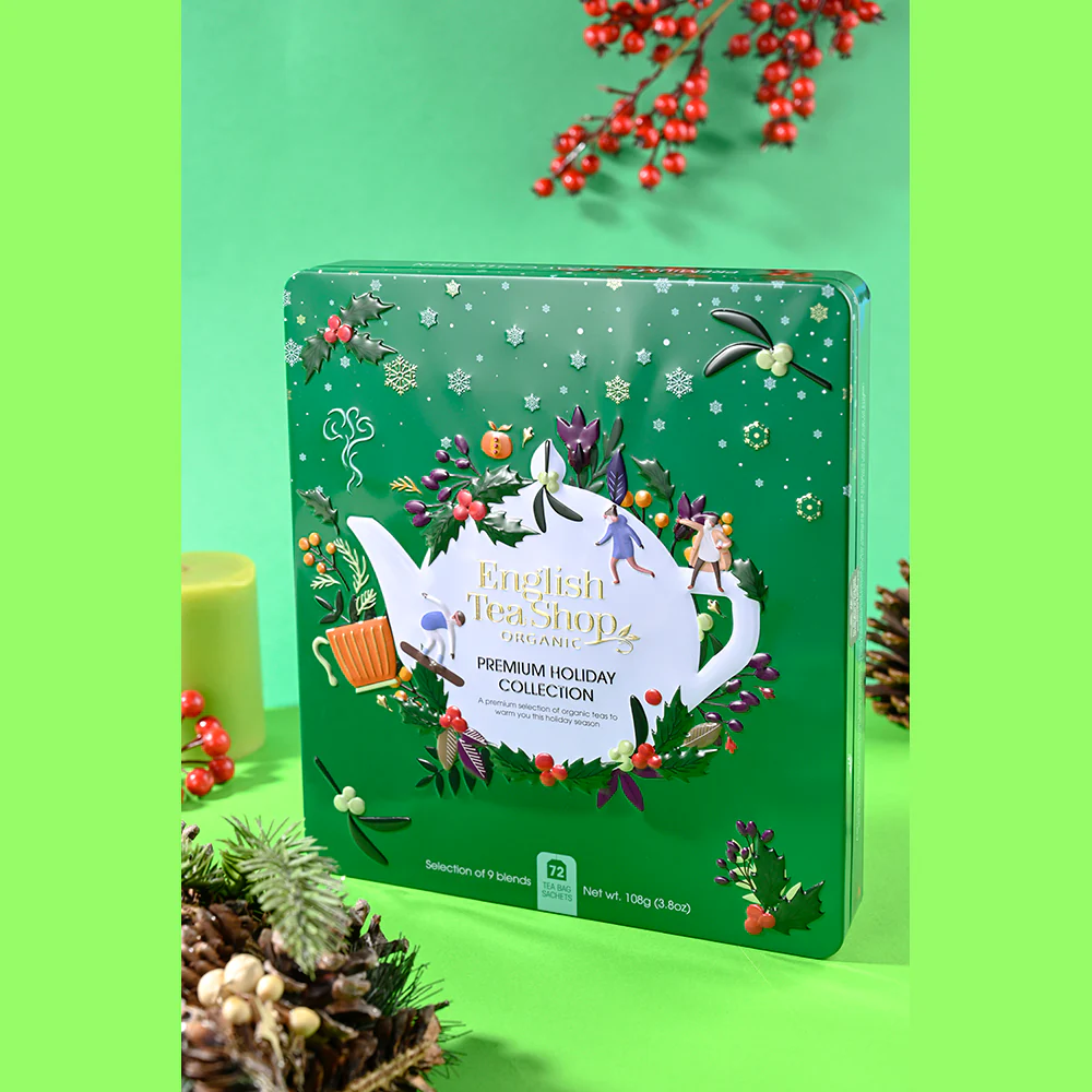 Premium Holiday Collection Green Gift Tin - 72 Tea Sachets - Image 3
