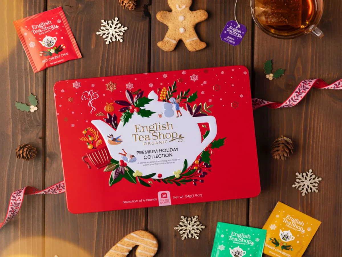 Premium Holiday Collection Red Gift Tin - 36 Tea Sachets - Image 3