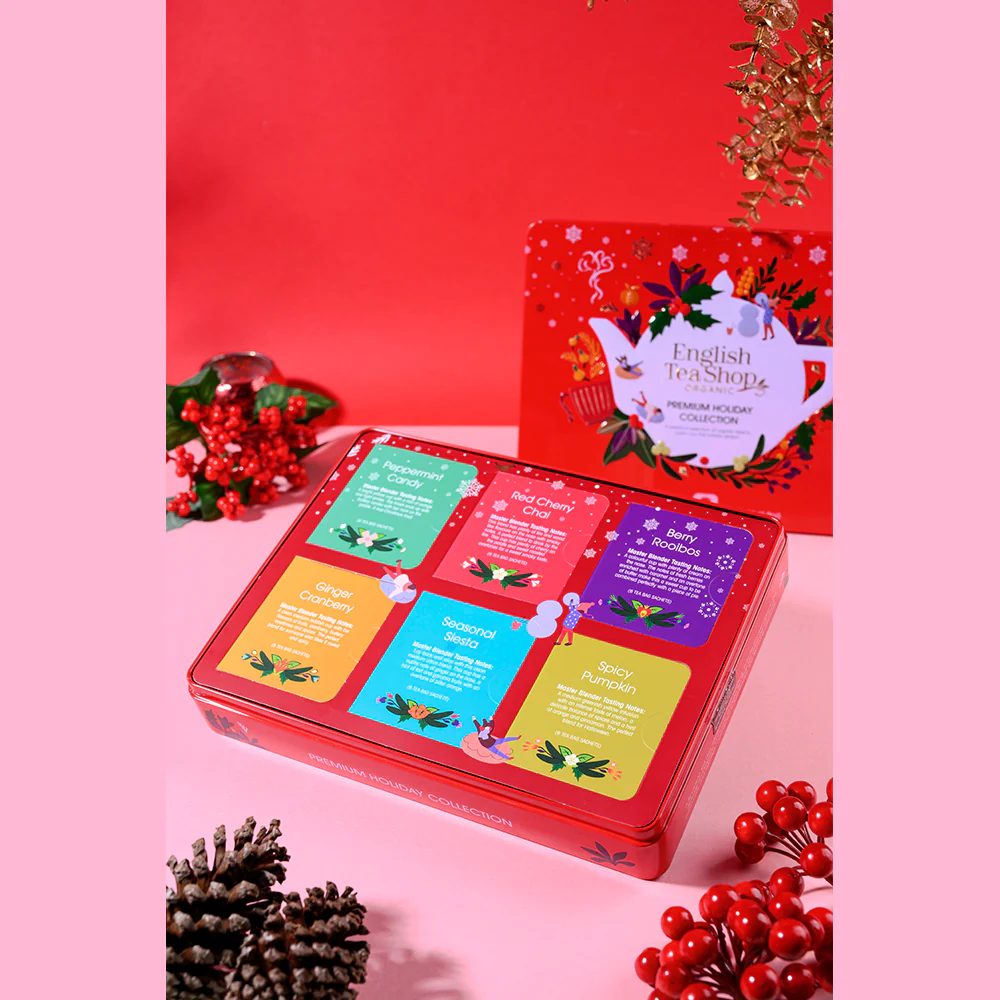 Premium Holiday Collection Red Gift Tin - 36 Tea Sachets - Image 4