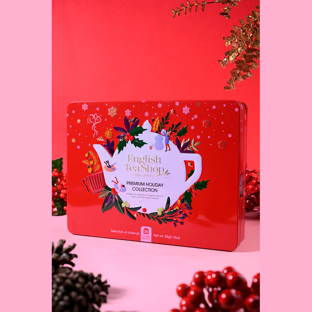 Premium Holiday Collection Red Gift Tin - 36 Tea Sachets - Image 5