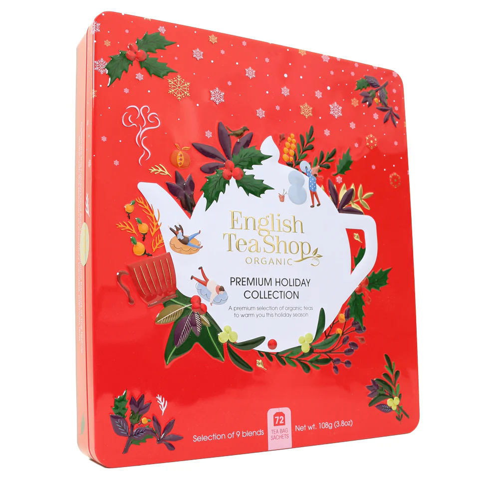Premium Holiday Collection Red Gift Tin - 72 Tea Sachets - Image 4