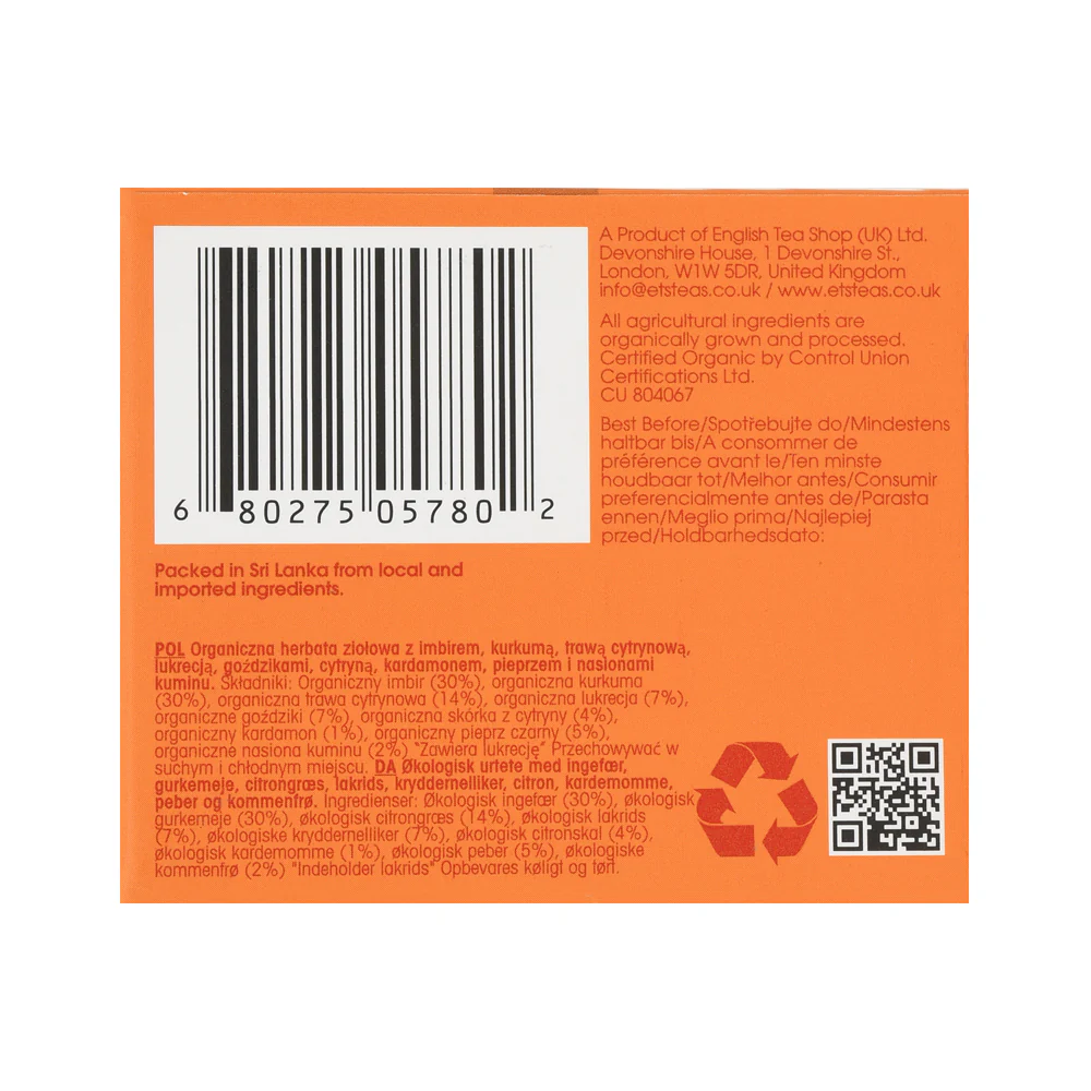 Turmeric (Curcuma), Ginger & Lemongrass - 20 Tea Sachets - Image 7